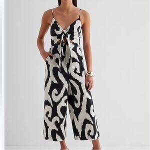 Express Black and White Patterned Jumpsuit